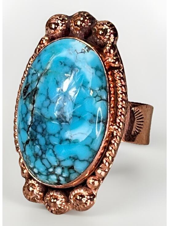 Artisan | Jewelry | Blue Moon Turquoise Ring Solid Copper Large ...